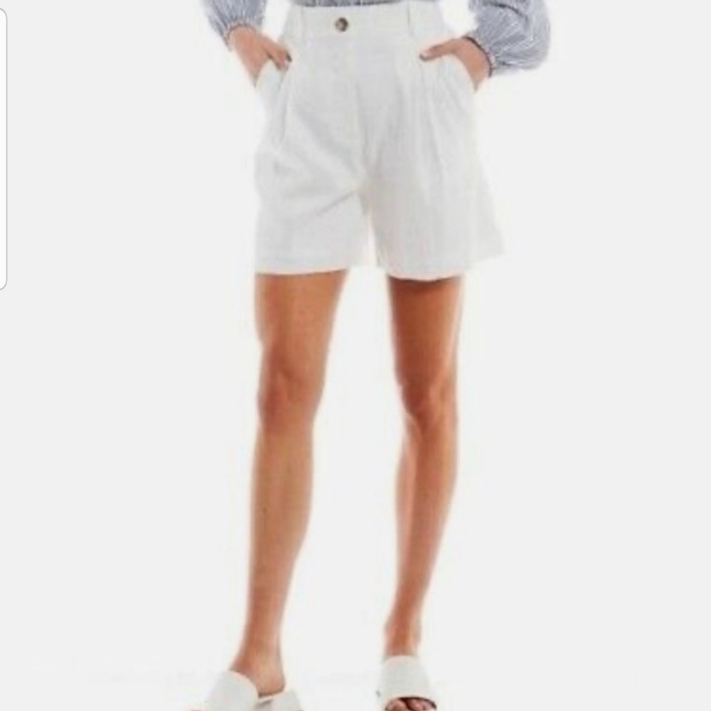 Alex Marie Womens White High Waist Pleated Dressey Lined Shorts Size 6